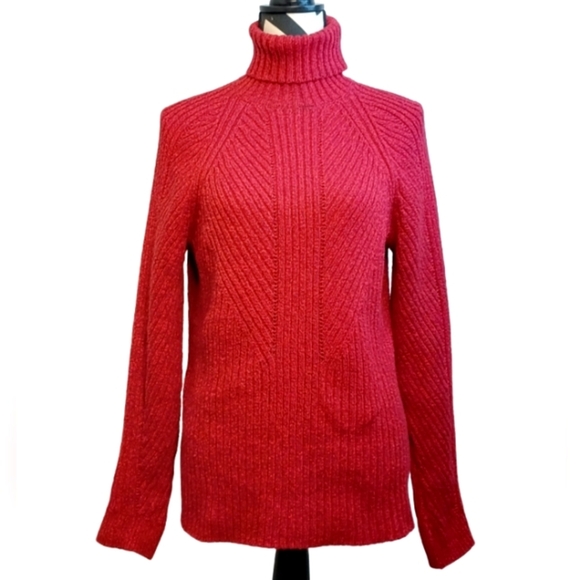 Sundance Chunky Knit Ribbed Sz L Y2K Preppy Turtleneck Sweater - Picture 3 of 12